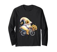Sunflower GNOME On Vintage Bike For Retired Mom and Dad Life Manga Larga