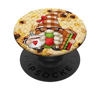 Sunflower GNOME with Books For Tea Lover Librarian Reading PopSockets PopGrip Adhesivo