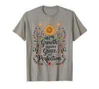 Sunflower Growth requires Grace Not Perfection Boho Flowers Camiseta