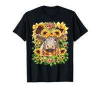 Sunflower Highland Cow Mom Graphic For Women Scottish Cow Camiseta