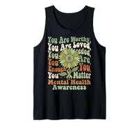 Sunflower Hope Conciencia de la Salud Mental Que Eres Amado digno Camiseta sin Mangas