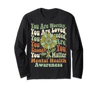 Sunflower Hope Conciencia de la Salud Mental Que Eres Amado digno Manga Larga