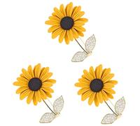 Sunflower Jewelry Accessories Retro Decor Yellow Rhinestone Bling Novelty Trendy Women's Pin Copper Delicate Brooch