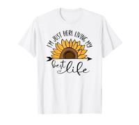 Sunflower Living my Best Life - Camiseta con cita positiva Camiseta