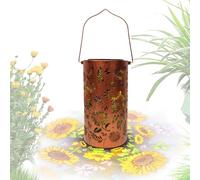 Sunflower Solar Lantern - Hanging Metal Light for Garden Patio Decor | Iron Frame Waterproof Build with LED Projection Pattern, Solar Powered Outdoor Lamp for Balcony Backyard Walkway Yard Porch Tree