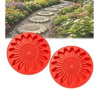Sunflower Stepping Stone Mold, 11.8'' DIY Concrete Casting Mold for Garden Walkways, Flower Cement Paver Molds for Patio, Lawn & Outdoor Decor (2Pcs,Sunflower)
