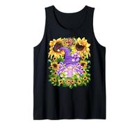Sunflower Suicide Awareness GNOME with Purple Violet Flower Camiseta sin Mangas