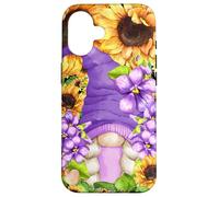 Sunflower Suicide Awareness GNOME with Purple Violet Flower Carcasa para iPhone 16