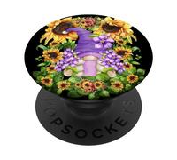 Sunflower Suicide Awareness GNOME with Purple Violet Flower PopSockets PopGrip Adhesivo
