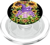 Sunflower Suicide Awareness GNOME with Purple Violet Flower PopSockets PopGrip para MagSafe