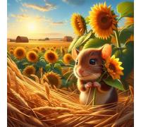 Sunflower Wheat Mouse Jigsaw Puzzle 150 Pieces 65x65cm/26x26inch, Difficult Jigsaw Puzzles for Adults 150, Beautiful Art Work, Great Festive Puzzle Gift for Men/Women