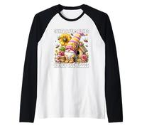 Sunflower Wishes And Honey Bee Kisses Spring Flower Gnome Camiseta Manga Raglan
