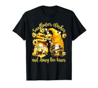 Sunflower Wishes and Honey Bee Kisses with Cute Summer GNOME Camiseta gráfica económica