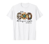 Sunflower with God All Things Are Possible For Christian Camiseta