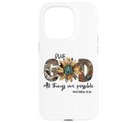 Sunflower with God All Things Are Possible For Christian Carcasa para iPhone 15 Pro