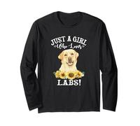 Sunflower Womens Just A Girl Who Loves Yellow Labs Mom Lover Manga Larga