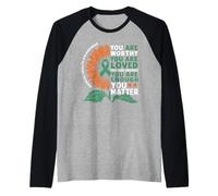 Sunflower You Are Worthy Loved Needed Mental Health Camiseta Manga Raglan