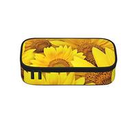 Sunflowers - Estuche para lápices de flores amarillas de gran capacidad, bolsa de papelería de oficina, bolsa de cosméticos con compartimentos para niñas, niños y adultos