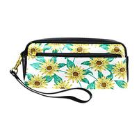Sunflowers - Estuche para lápices de piel sintética con cremallera para niños, niñas, suministros escolares y de oficina