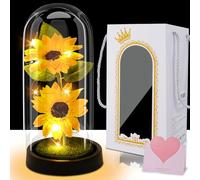 Sunflowers Geschenke Valentinstag für Frauen, Geschenke für Frauen, Eternge Sunflowers im Glas, Valentinstag Geschenk für Sie, Geburtstagsgeschenk für Mama Freundin Oma, Sunflowers mit LED Licht