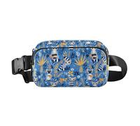 Sunflowers Honey Bees Gnomos Mujeres Hombres Adolescentes Bolsa cruzada de moda para viajes, gimnasio y trabajo, Lémures Madagascar en patrón azul, 1 Size