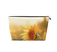 Sunflowers in The Evening Sun Pattern - Bolso de mano de piel portátil de gran capacidad con cremallera para mujer, bolsa de almacenamiento, Gold, Talla única