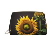 Sunflowers in The Weeds - Bolsa organizadora de cuero para artículos de tocador, bolsa de maquillaje para mujer, Gold, Talla única, Neceser