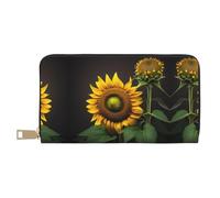 Sunflowers in the Weeds - Cartera para mujer, diseño delgado y minimalista, ideal para tarjetas de crédito y dinero en efectivo, piel sintética, cremallera de metal, Blanco, Talla única, Classic