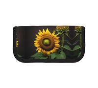 Sunflowers in The Weeds - Estuche pequeño para lápices estético, estuche de almacenamiento para lápices, soporte para bolígrafos, oficina, Black, Talla única, Organizador de bolsas
