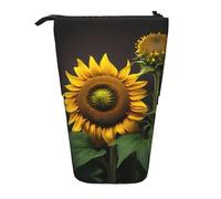 Sunflowers in The Weeds - Estuche telescópico para lápices de pie, bolsa de papelería, bolsa de maquillaje, estuche de almacenamiento, Black, Talla única