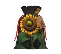 Sunflowers In The Weedsprint - Bolsa de regalo de Navidad, bolsas de Navidad con cordón para regalos de vacaciones, recuerdos de fiesta