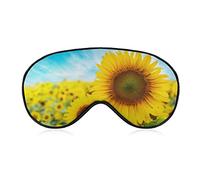 Sunflowers on Blue Sky Sleep Mask Blindfold Blooming Sunflower Ajustable Super-Smooth Soft Eye Mask Cover para Hombres Mujeres Viajes y siesta