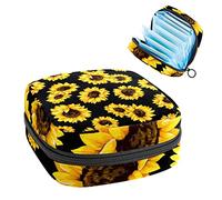 Sunflowers on Dark Period Pouch portátil, tampón bolsa de almacenamiento para servilletas sanitarias, Varios colores, 4.7x6.6x6.6 in/12x17x17 cm