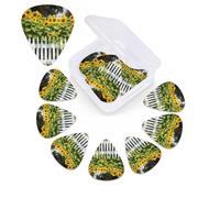 Sunflowers - Púas de guitarra blancas, paquete de 12 púas de celuloide de diferentes grosores con caja de almacenamiento de púas de guitarra, púas de guitarra personalizada para púas de guitarra