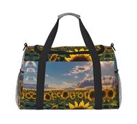 Sunflowers Sunlight - Bolsa de viaje de mano, grande, reutilizable, perfecta para actividades al aire libre, deportes, camping y comestibles, Negro -, Talla única