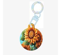 Sunflowers Under The Blue Sky - Etiquetas redondas para mascotas, etiquetas de identificación acrílicas duraderas y elegantes, perfectas para mascotas pequeñas a grandes