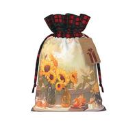 Sunflowers Under The Windowsill Holiday Printed Drawstring Pouch S para envolver fiestas, recuerdos de boda y almacenamiento