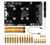 SunFounder Dual NVMe Raft para Raspberry Pi 5 PCIe Gen 2.0 a M.2 Hat Key-M SSD Hailo-8L AI Acelerador Pip M.2 2230/2242/2260/2280, NAS Raid 0/1, Manual (no Compatible con la Serie Pironman)