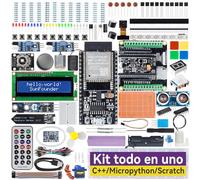 SunFounder Kit Definitivo ESP32(Compatible con Arduino),ESP32-CAM,Conforme RoHS,Python,C,Scratch,Cursos en Video en inglés,IoT para Principiantes e Ingenieros,Placa ESP32-WROOM-32E y batería incluida