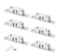 SUNFUA 6 Piezas Ajustable Doble Bola Pestillos de Armario de Cobre con Tornillos 50 mm Cierre de Tensión para Puerta de Armario Muebles Baño Cerradura de Captura de Puertas(Plata)