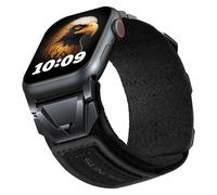 SUNFWR Correas de cuero compatibles con Apple Watch de 45 mm, 44 mm, 42 mm, 46 mm, correa de cuero genuino para iWatch Series 10, 9, 8, 7, 6, 5, 4, 3, SE2, SE, para hombre (negro/negro)