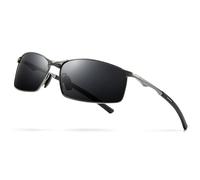 SUNGAIT Gafas de sol polarizadas ultraligeras para hombre, marco de metal rectangular con bisagra de resorte SGT559-QH ES