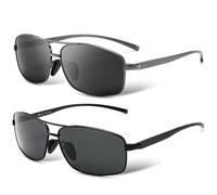 SUNGAIT Retro Rectangulares Gafas de sol Hombre Polarizadas Clásico metal Marc SGT458QH-HH-ES