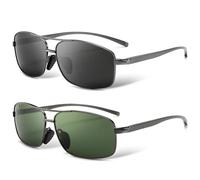 SUNGAIT Retro Rectangulares Gafas de sol Hombre Polarizadas Clásico metal Marc SGT458QH-QMLV-ES