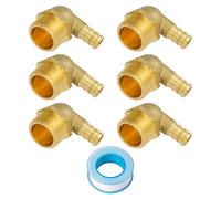 SUNGATOR Paquete de 6 adaptadores roscados de codo NPT macho PEX de 1/2 x 3/4 pulgadas, sin plomo de latón con cinta de sellado, ASTM F1807