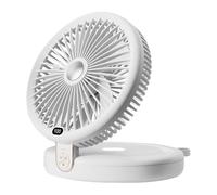 Sungive ventilatore da tavolo 2-in-1, 5 pale, 6 velocità, pieghevole, con gancio e cordino. Ricarica USB, 4000mAh, 15h autonomia, LED 3 livelli, oscillazione 120°, inclinazione 90°.(Blanco)