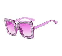 Sunglasses Genérico con pedrería - for Style | Gradient Rhinestone Sunglasses Featuring Glitter Square Frames, Perfect | Sunglasśes for Women Fōr Outdoor and Fashion Use, malva, Se référer au