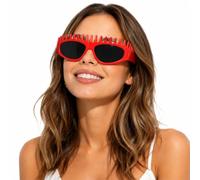 Sunglasses Headband as Actual Sunglass, 2-In-1 Tortoiseshell Headband Sunglasses for Women Outdoor, Y2K Non-slip Hairband, Summer Hair Accessories for All Hair Types (Red)