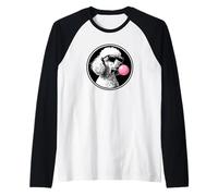 Sunglasses & Pink Bubble Gum Girls Standard Poodle Dog Lover Camiseta Manga Raglan