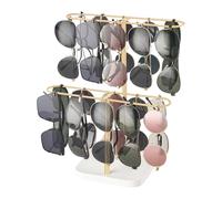 Sunglasses Rack Stand, Eyewear Display Organizer, Metal Storage Holder with Multi-Slot Design, Perfect for Offices Bedroom Tabletop Dresser Counter, 31.5cm Black Gold Iron